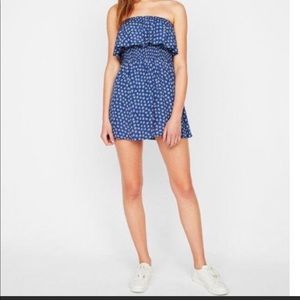 EXPRESS Floral Blue Strapless Romper. Size M
